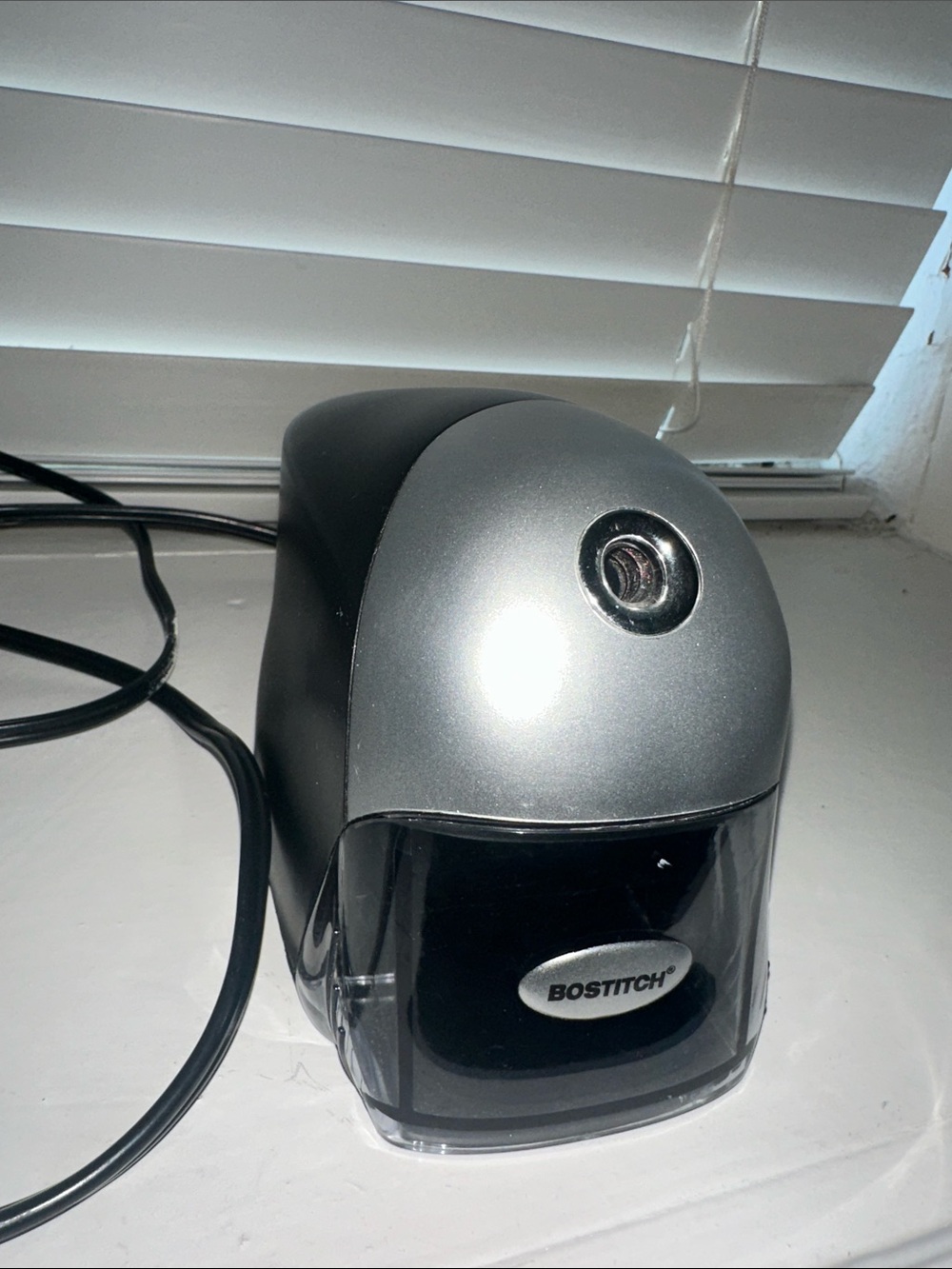 Silver & Black Electric Pencil Sharpener - Compact Desktop Unit
